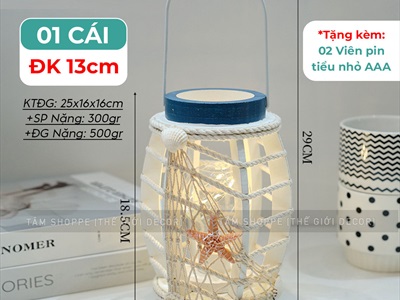 Đèn bão Led quả trám trắng chủ đề biển [Tặng pin - Led vàng ấm] DENBAO-02